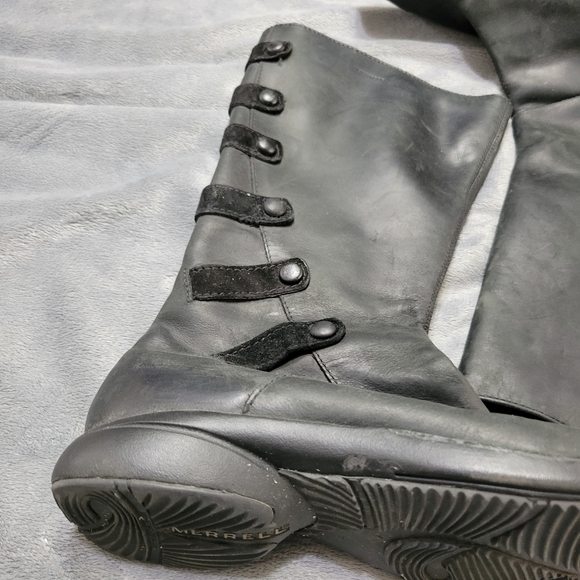 Merrell Captiva Waterproof Leather Boots Women Size 7 Black Mid Calf Comfort Zip - Picture 4 of 9